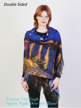 Starry Night Over the Rhone Double-sided Oil Painting Design Fashion Scarf